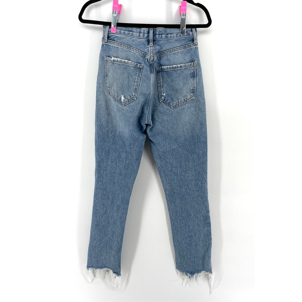 AGOLDE Riley High Rise Straight Leg Jeans Blue Womens Size 24 Rigid Hem Designer - Picture 4 of 12